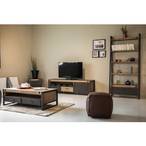 Table basse industrielle bois métal boulons BROOKLYN